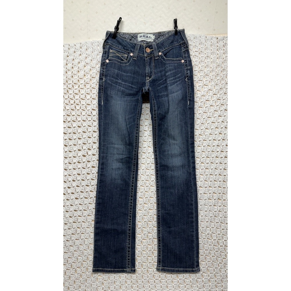 Ariat Real Jeans Women Size 26R Blue Denim Bootcut Western Embroidery W26 L32